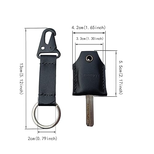 Miniatura 2 de handmade Keychain leather Protective Key Case Cover key fob protector Key Holder Small Home Storage Bag Key Ring Pouch (Small-black)