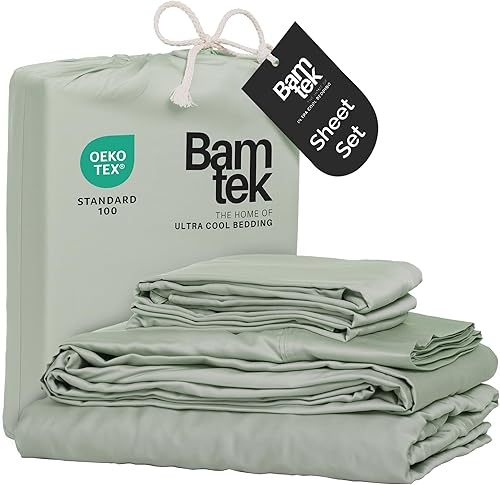 Juego de sábanas de 100 % viscosa de bambú, tamaño Queen, súper suave, 4 sábanas refrescantes para personas que duermen con calor, absorción de