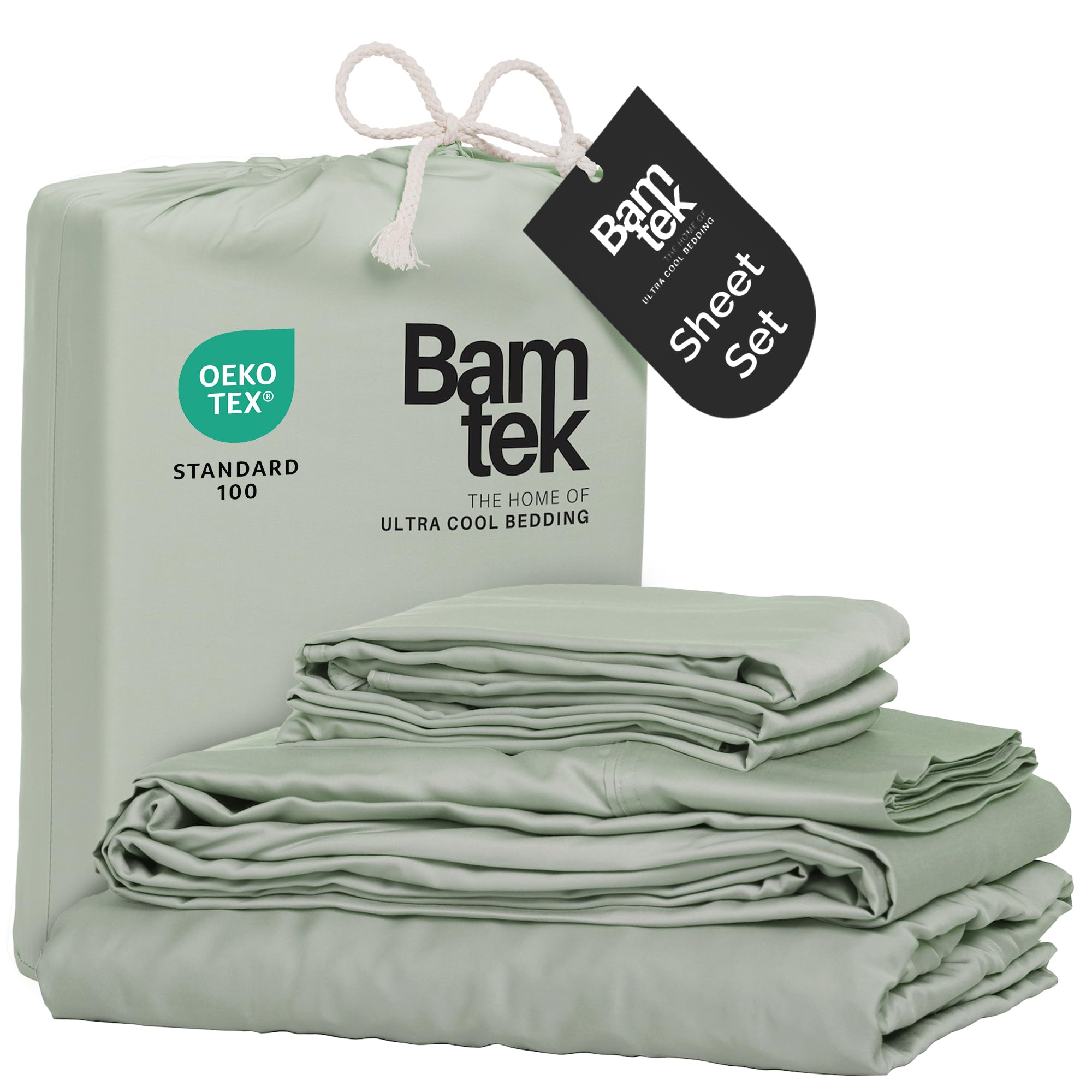 Bamtek Viscose Bamboo Bed Sheets Full Sizes 4PC Set - Cooling Bedding for Hot Sleepers with Moisture Wicking Technology - Silky Soft 16 Inch Deep
