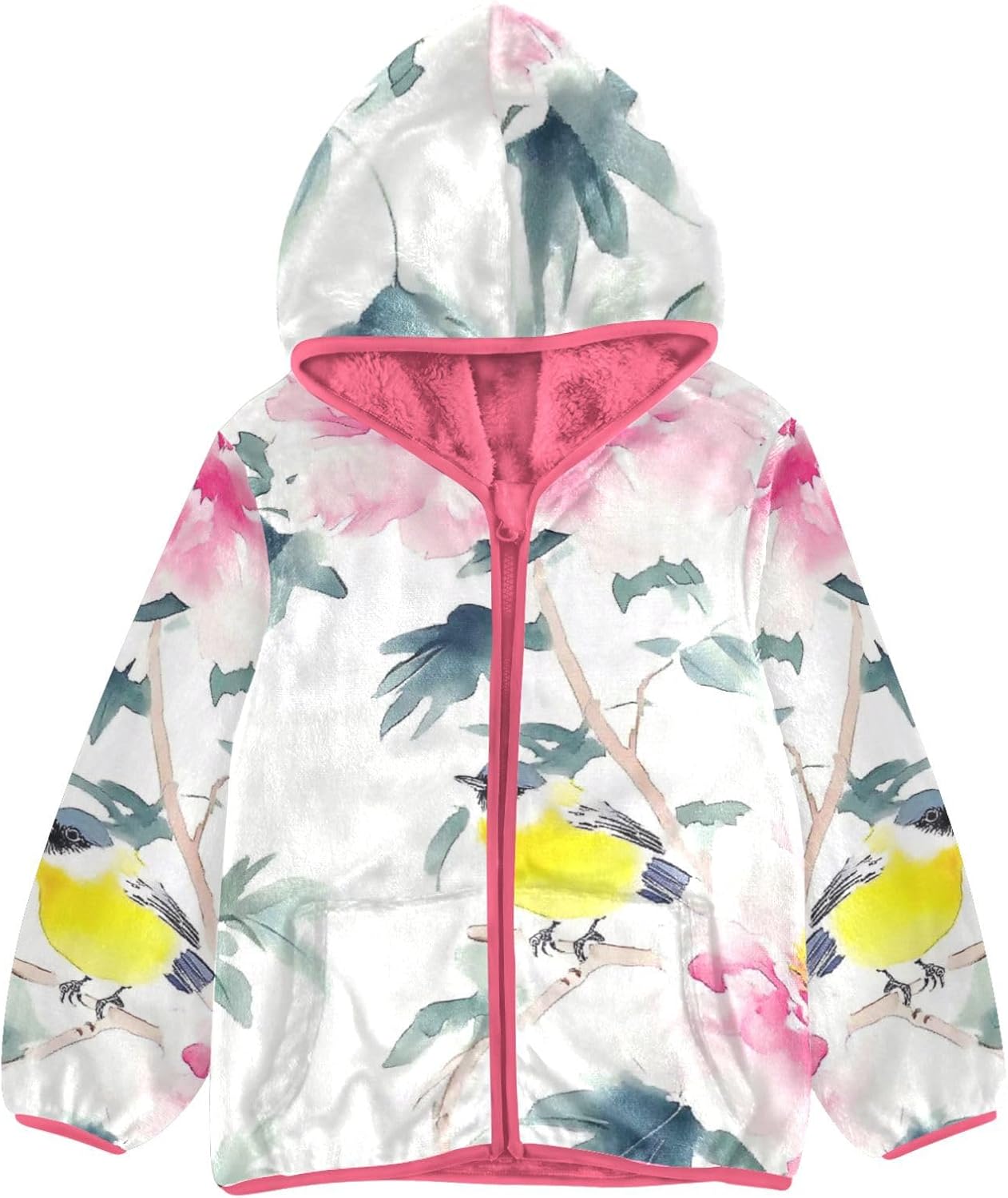 GuoChe Flowers Birds_4 Sherpa Lined Toddler Hoodie