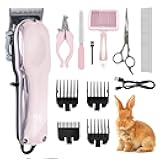 Rabbit Clippers for Grooming for Thick Heavy Coats,Quiet Cordless,Rechargeable,LED Display,High Power Professional Pet Hair Trimmer Shaver,Clippers Grooming Kit and Paw Trimmer for Bunny or Other Pets