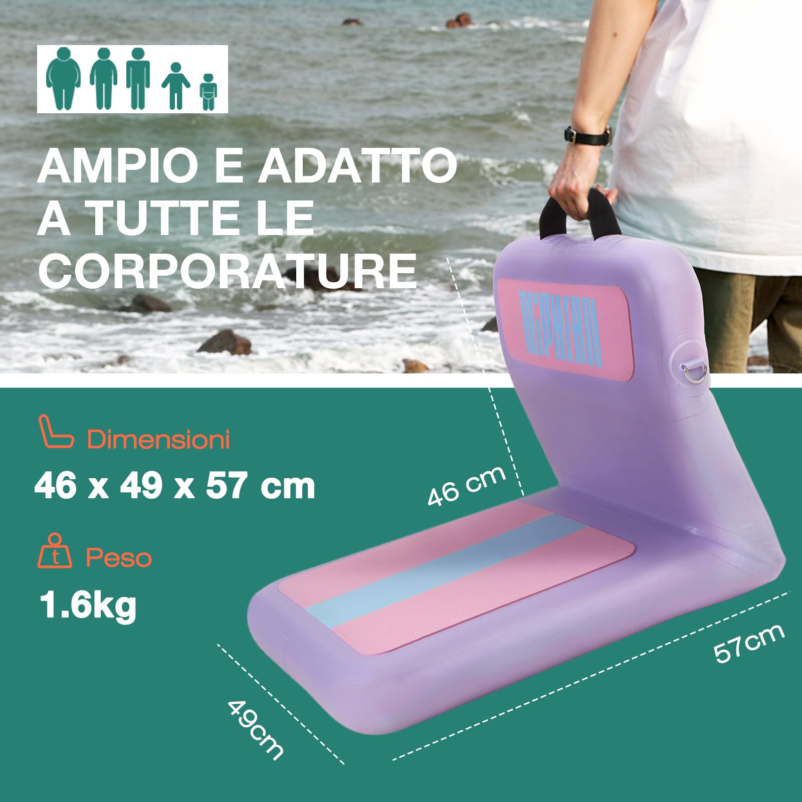 Niphean Sedile SUP Gonfiabile con Supporto Posteriore, Sedile per Sup Robusto per Tavole Gonfiabili, Canoa, Barca, Kayak, Adulti e Bambini, Non Sono Necessarie Cinghie, Semplice Confortevole