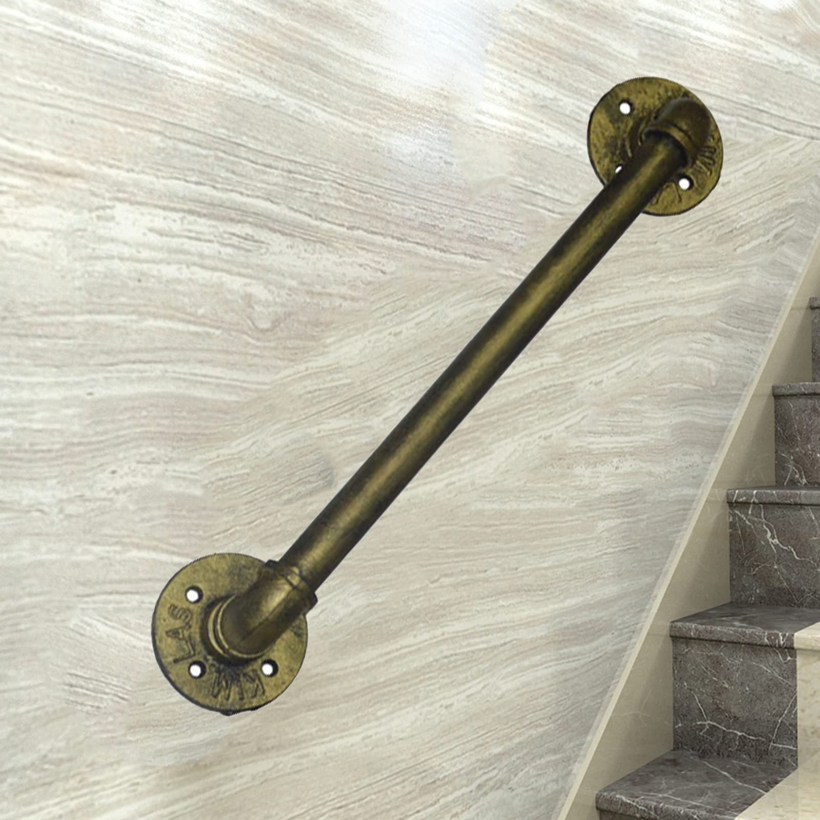 Main courante escalier métal rétro noir style4 de 3,8 mètres pour sécurité balustrade