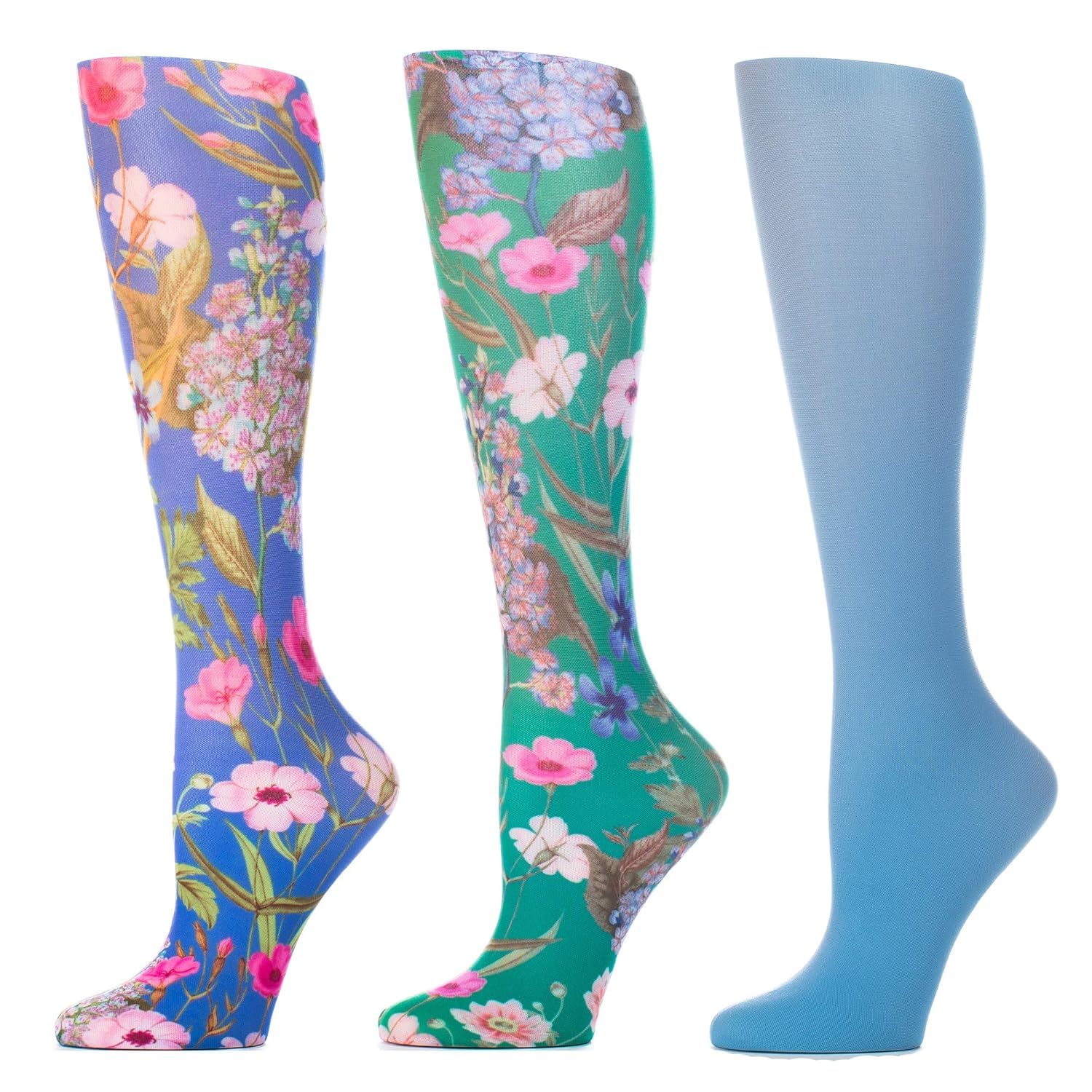 Celeste Stein Therapeutic Compression Socks for Women, 8-15mmhg Mild, Set Of 3, Made In Usa, Help Leg Circulation Marona Queen, 3count