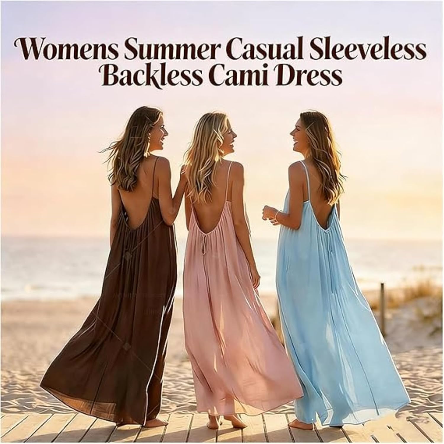 Cami Lounge Dress Backless for Women 2026 Summer Maxi Sleeveless House Dress Long Sundress Backless Cami Dresses - Image 3