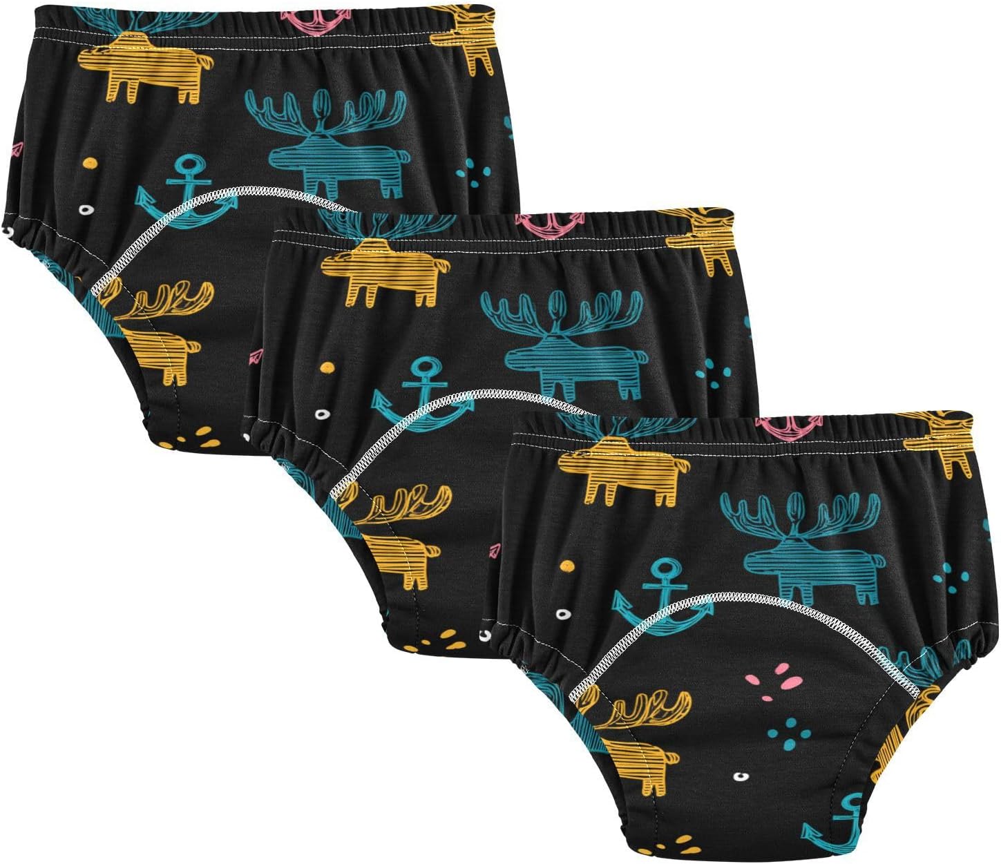 Little Girls Potty Training Underwear Pants Leakproof Funny Ocean Elk Night Time Potty Training Underwear