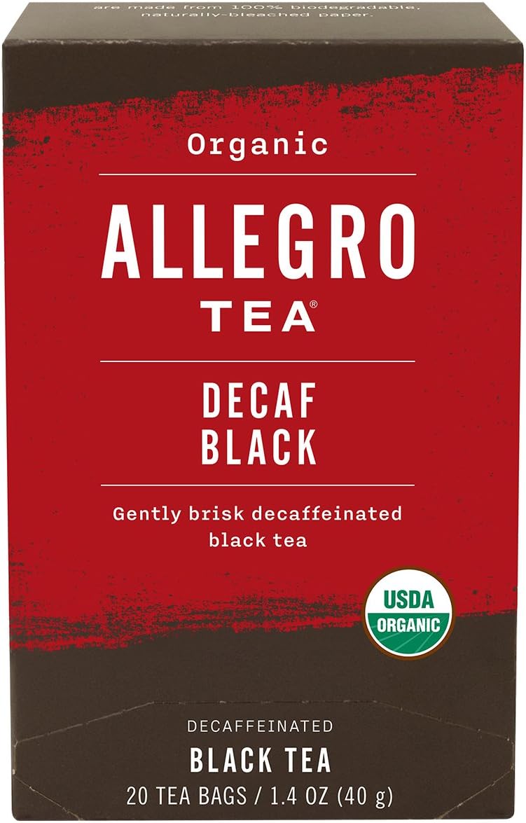Allegro Tea Organic Decaf Black Tea Bags, 20 Count