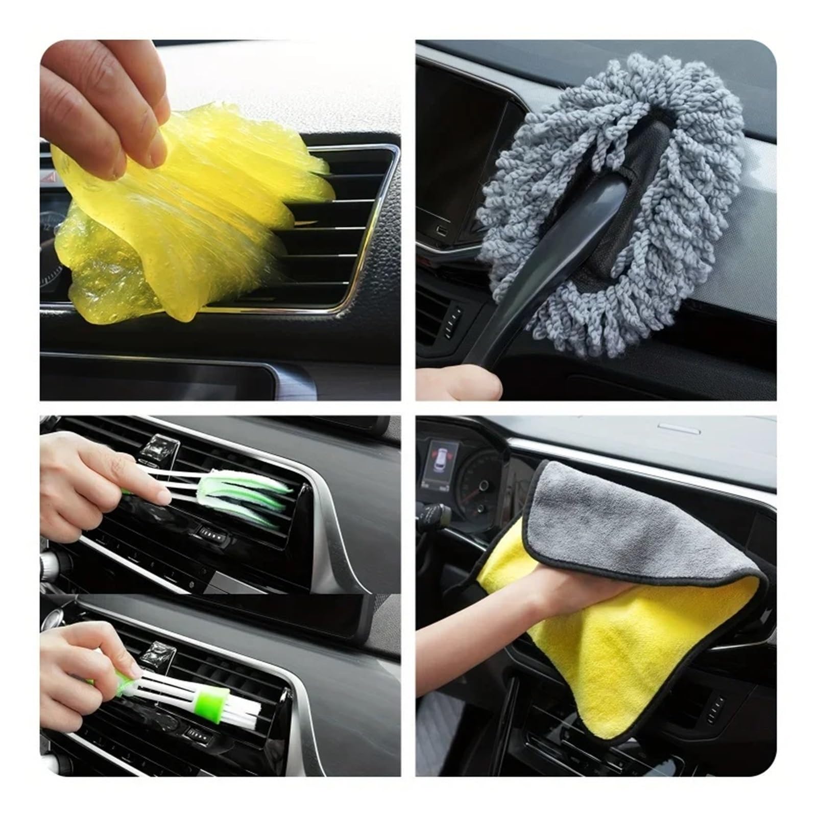 Kit de herramientas limpieza coche, juego cepillos for detalles con bolsa transporte, for interior y exterior(15pcs)