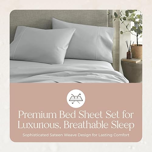 Miniatura 4 de Sábanas 100% de algodón orgánico, tamaño King, con certificación GOTS, bolsillo profundo de 300 hilos y tejido de satén acogedor que se vuelve más
