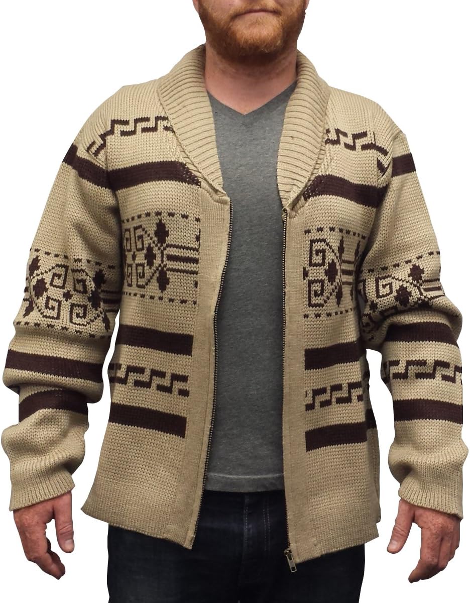 The Dude Sweater Jeffrey Lebowski Cardigan - Everyday Wear & Halloween Costume - 90s Cult Classic Movie Gift - Zip Up Knit