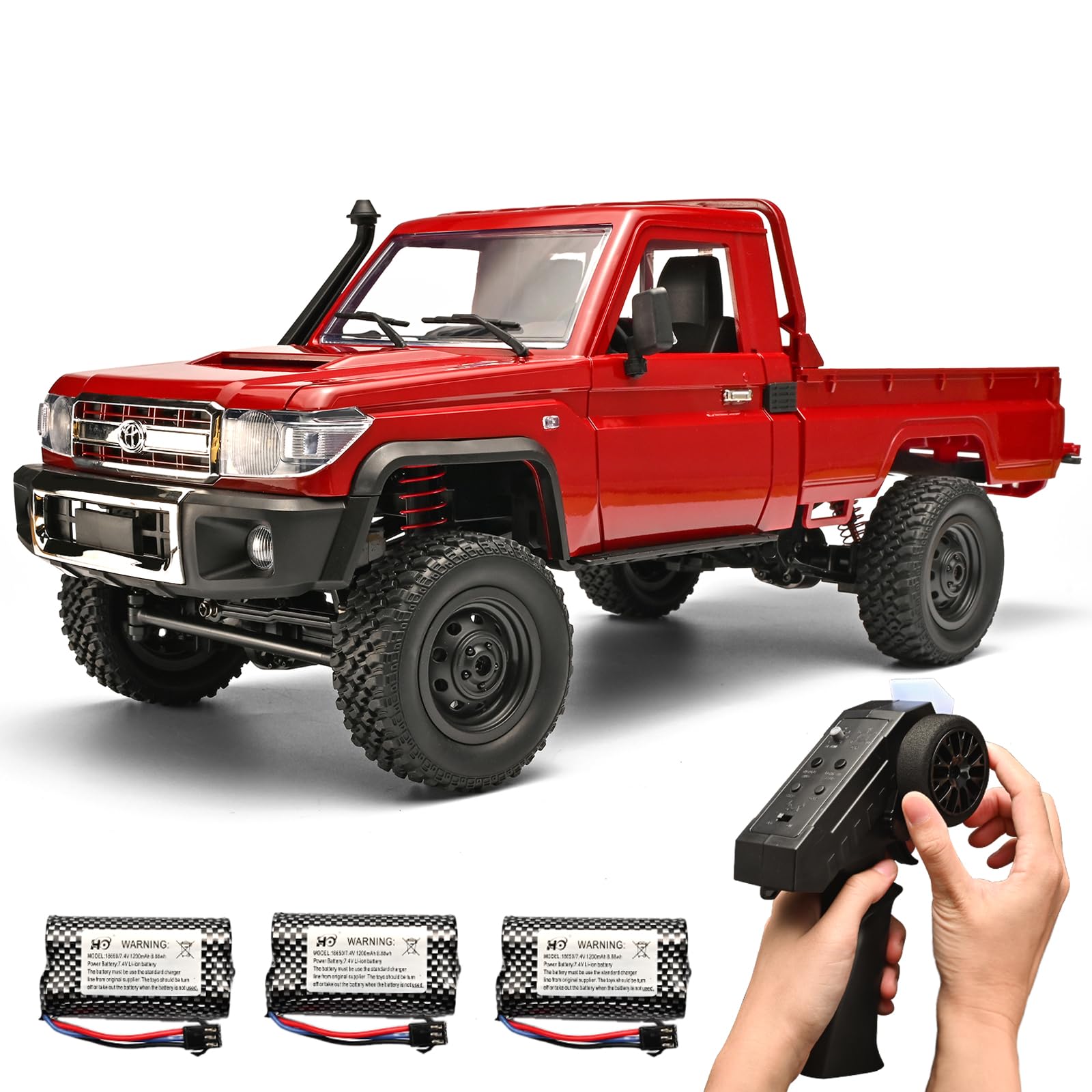 RC Rock Crawler 1/12 RC Crawler Toyota LC79 Off Road RC Truck 4x4 with 2.4GHz Remote Control 280 Brushed Motor All Terrain Rremote Control Truck RTR Proportional Throttle Steering MN-82（Red）-image-49