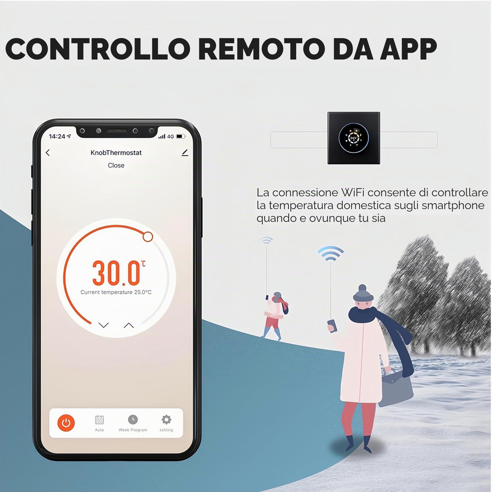 Wi-Fi Thermostat - Termostato Programmabile della Serie 7000 | Touchscreenper il Riscaldamento o il Condizionamento dell'aria, Compatibile con Alexa, Google Home, Apple
