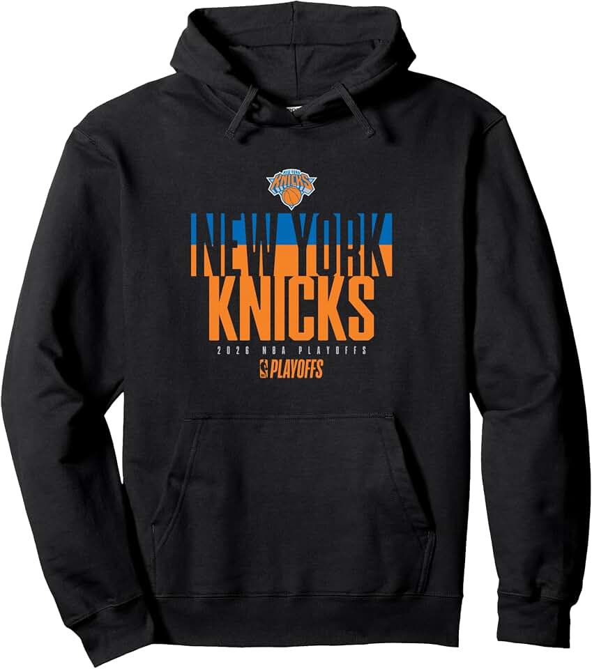 New York Knicks NBA Official 2026 Playoffs New York Knicks Stacked Up Pullover Hoodie