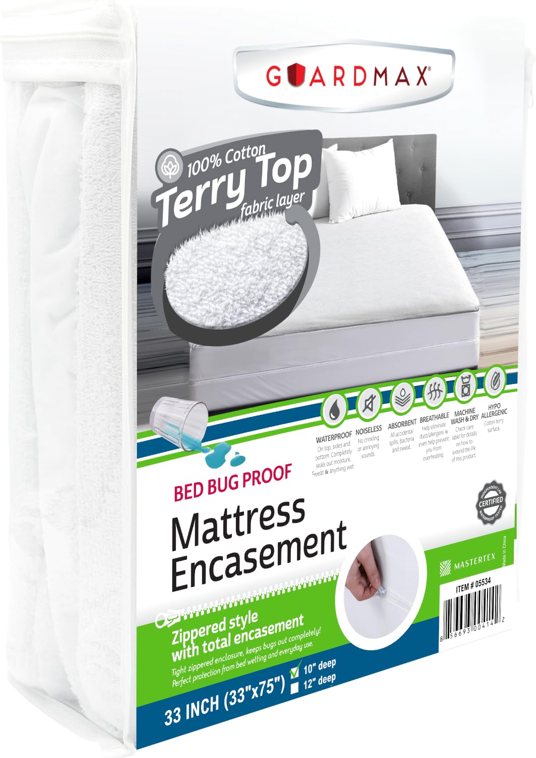Photo 1 of Guardmax Cot Mattress Encasement Zippered - White