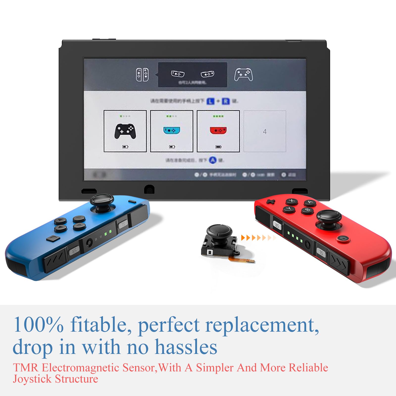 RunSnail for GuliKit 2Pcs TMR Joystick Ersatz für Joycon, Kein Drift, Hohe Präzision, Elektromagnetischer TMR-Joystick, Thumbstick-Kappen in 4 Farben, Kompatibel mit Switch/Switch OLED/Switch Lite