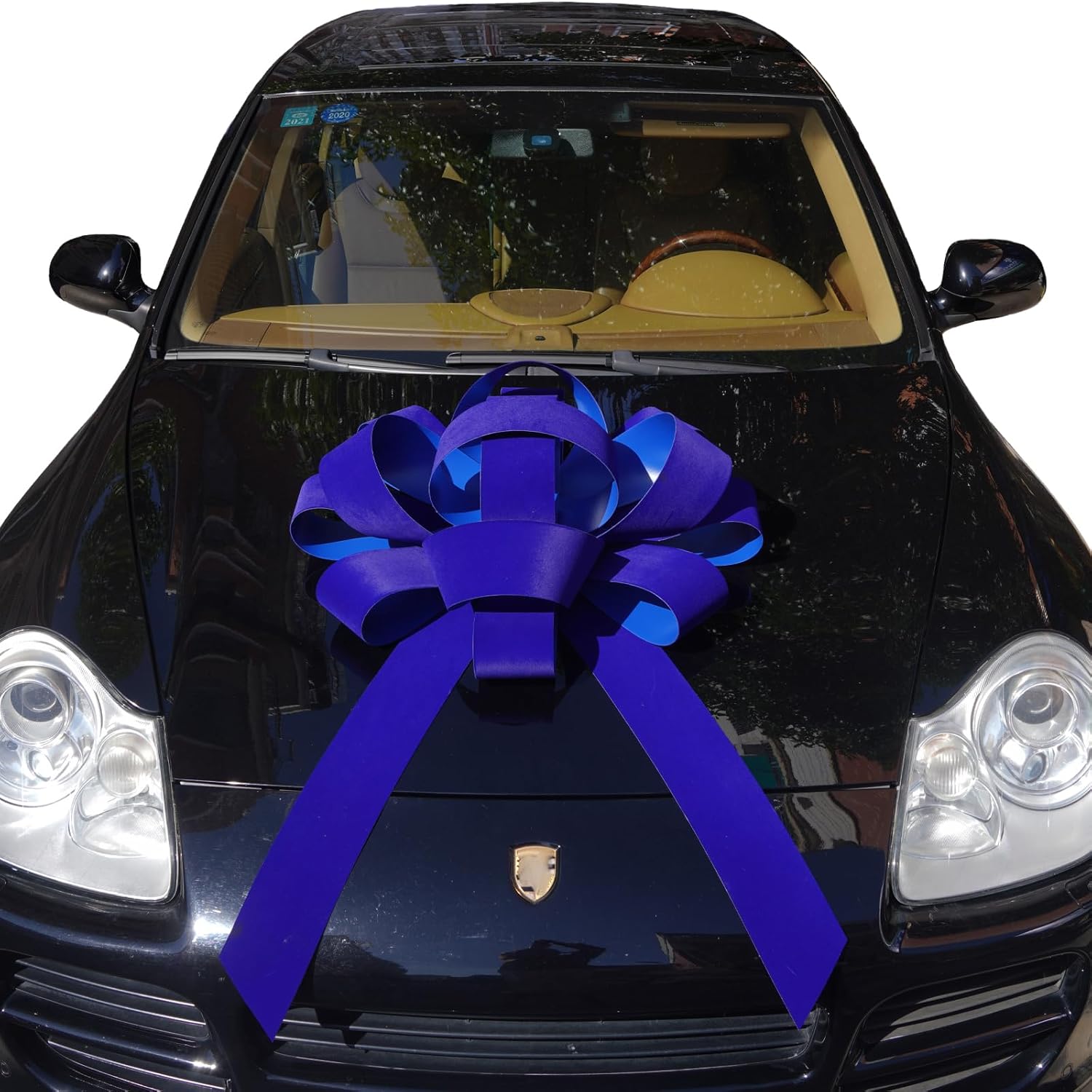 30" Blue Giant Car Bow | 30" Red Velvet Car Bow - Big Car Bow with Non Scratch Magnet Base, Weather Resistant and Waterproof Vinyl Magnetic Car Bow (1 Pack)