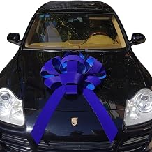 30" Blue Giant Car Bow | 30" Red Velvet Car Bow - Big Car Bow with Non Scratch Magnet Base, Weather Resistant and Waterproof Vinyl Magnetic Car Bow 1 Pack