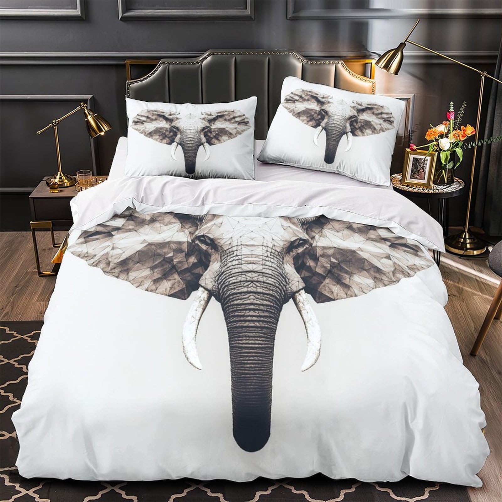 Housse de couette éléphant 3D microfibre respirante et inaltérable 140x200