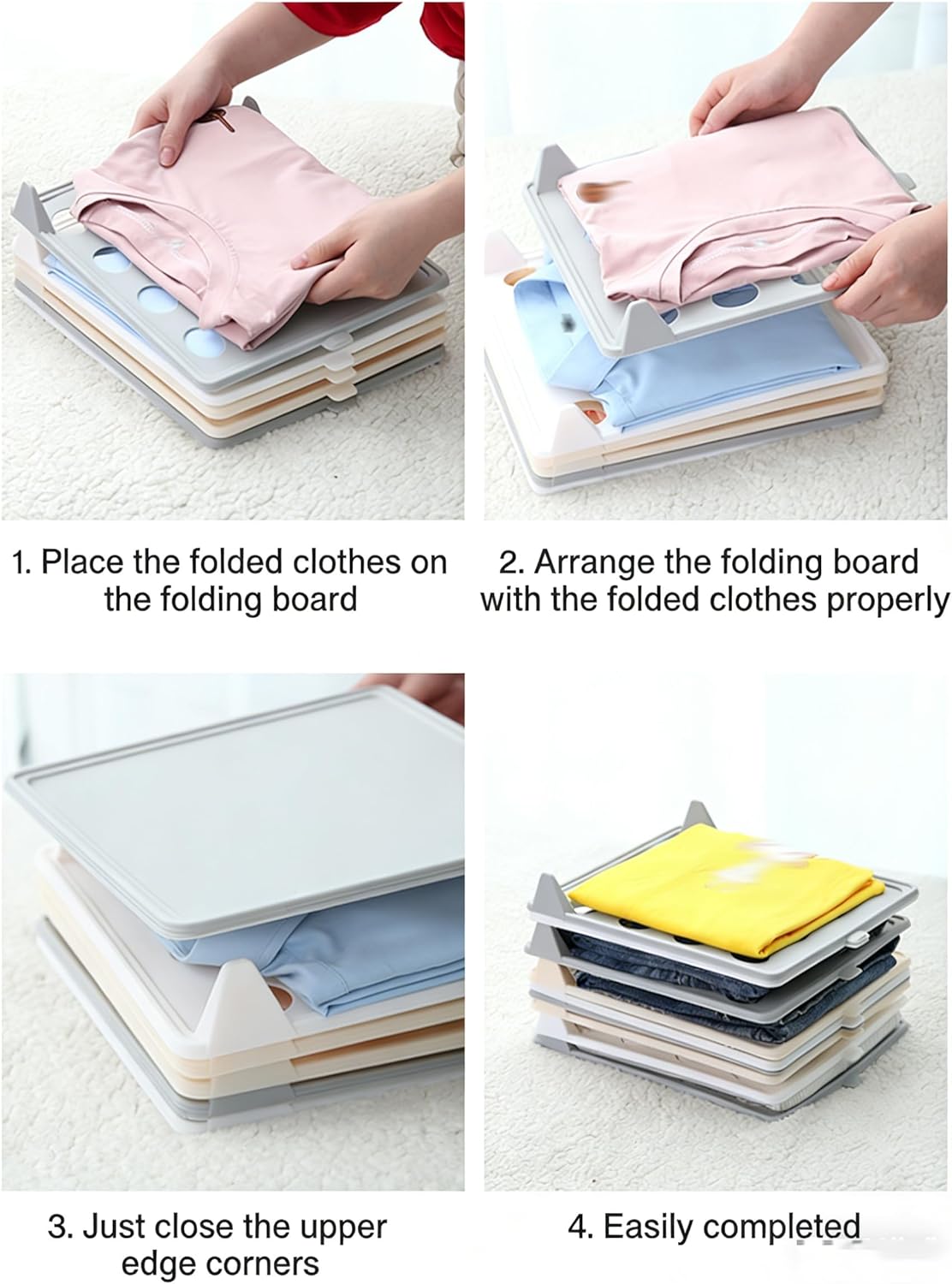 10pcs Space-Saving Stackable Clothing Organizer– Keeps Lightweight Clothes Neat & Accessible, Shirt Folding Boards & Shelf Dividers, Stackable Closet Organizer for Clothes Folded (Gray,20pcs)