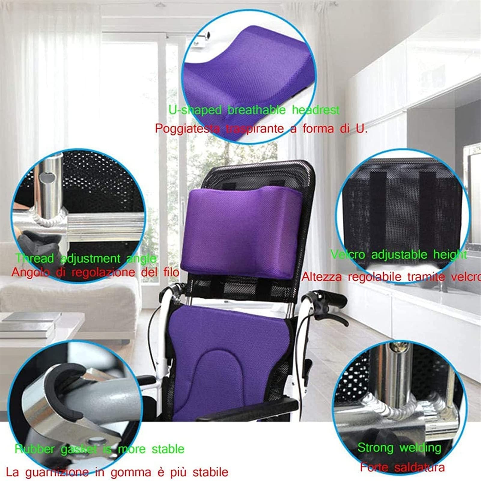 Reposacabezas universal ajustable para silla de ruedas para mayor comodidad y apoyo, ideal para silla de ruedas, silla móvil y silla de viaje, fácil de operar y ajustar