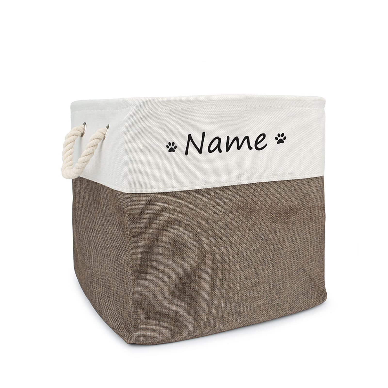 CZD Dog Toy Box Personalised Name,Dog Toy Box Large Personalised,Personalised Dog Toy Box,Dog Toy Box Storage,Dog Toy Basket Storage (XL 33X33X33cm,Brown)
