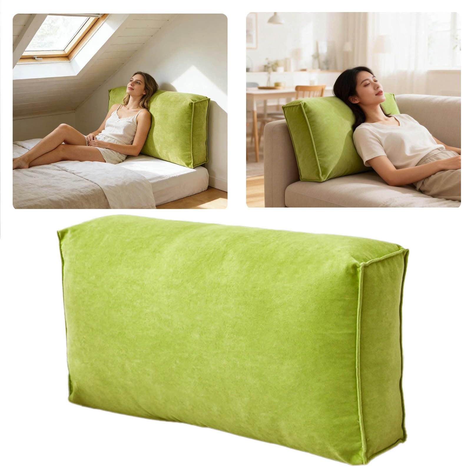 Rectangular Large Sofa Cushion, Couch Back Cushion Pillows, Decorative Throw Pillows with Removable Velvet Cover, Comfort Reading Pillow, Lumbar Support Pillow for Sofa Bedside (Mint Green_80x45x12cm)