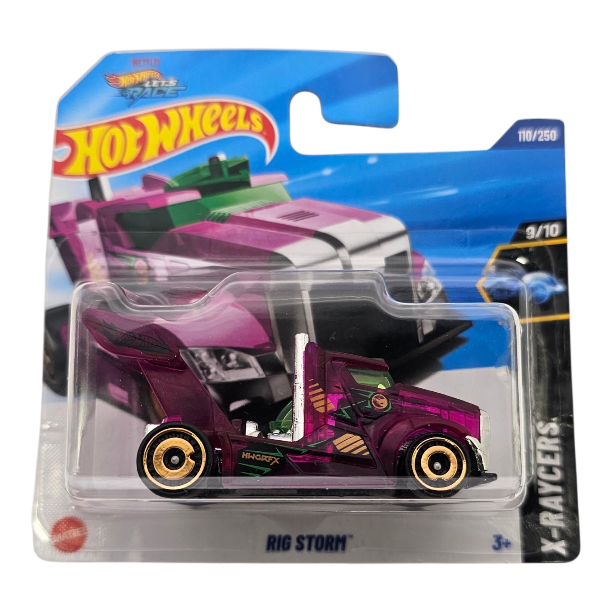 Hot Wheels Rig Storm, Purple Diecast Vehicle, Treasure Hunt Collection, 110/250 WITH PROTECTIVE CASE