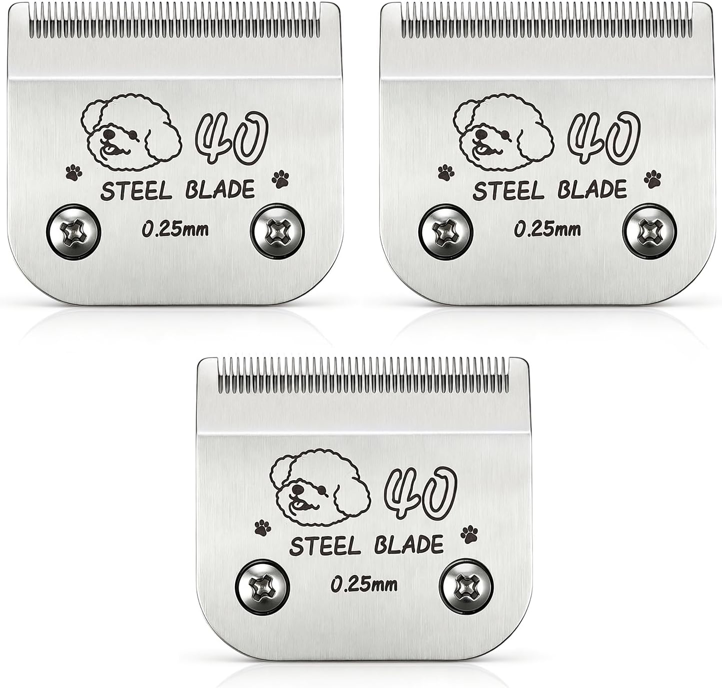 Size 30 Blades Compatible with Andis Oster A5 Wahl KM10, Silver, 3-Pack