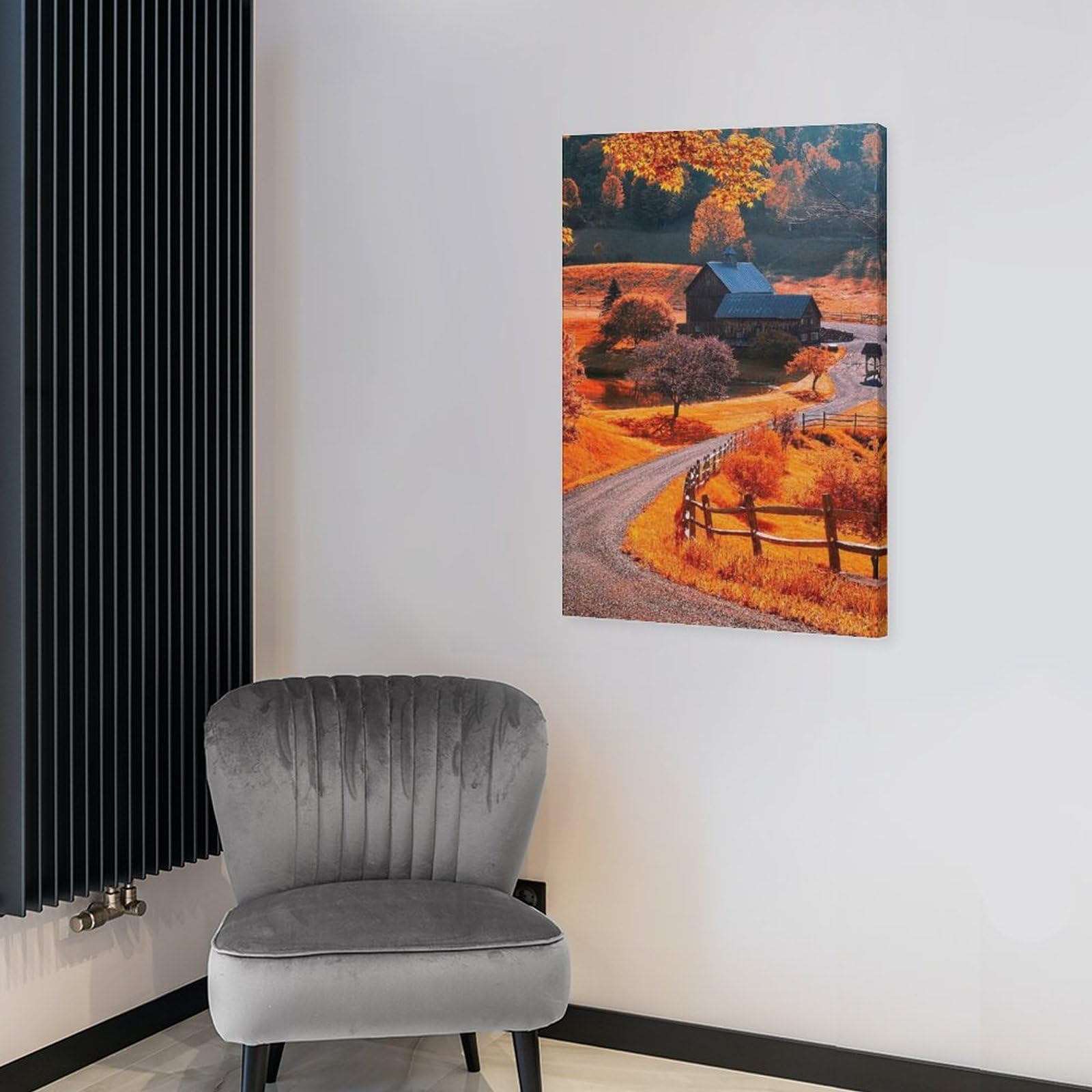 Amazon.co.jp: 絵画 田舎の秋の農場と私道インテリア 絵画 魅惑的な