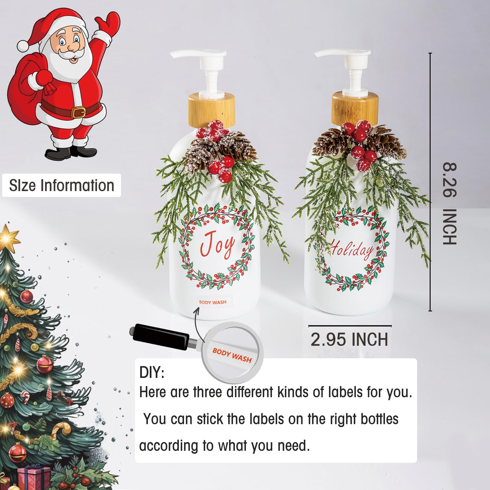 Dispensador de jabón de Navidad (paquete de 2)