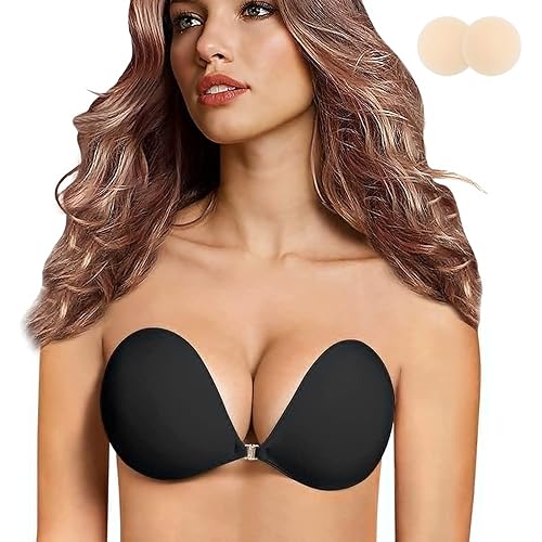 queensecret Adhesive Bra, Push up Strapless Self Adhesive Bra, Invisible Silicone Bra for Backless Dress