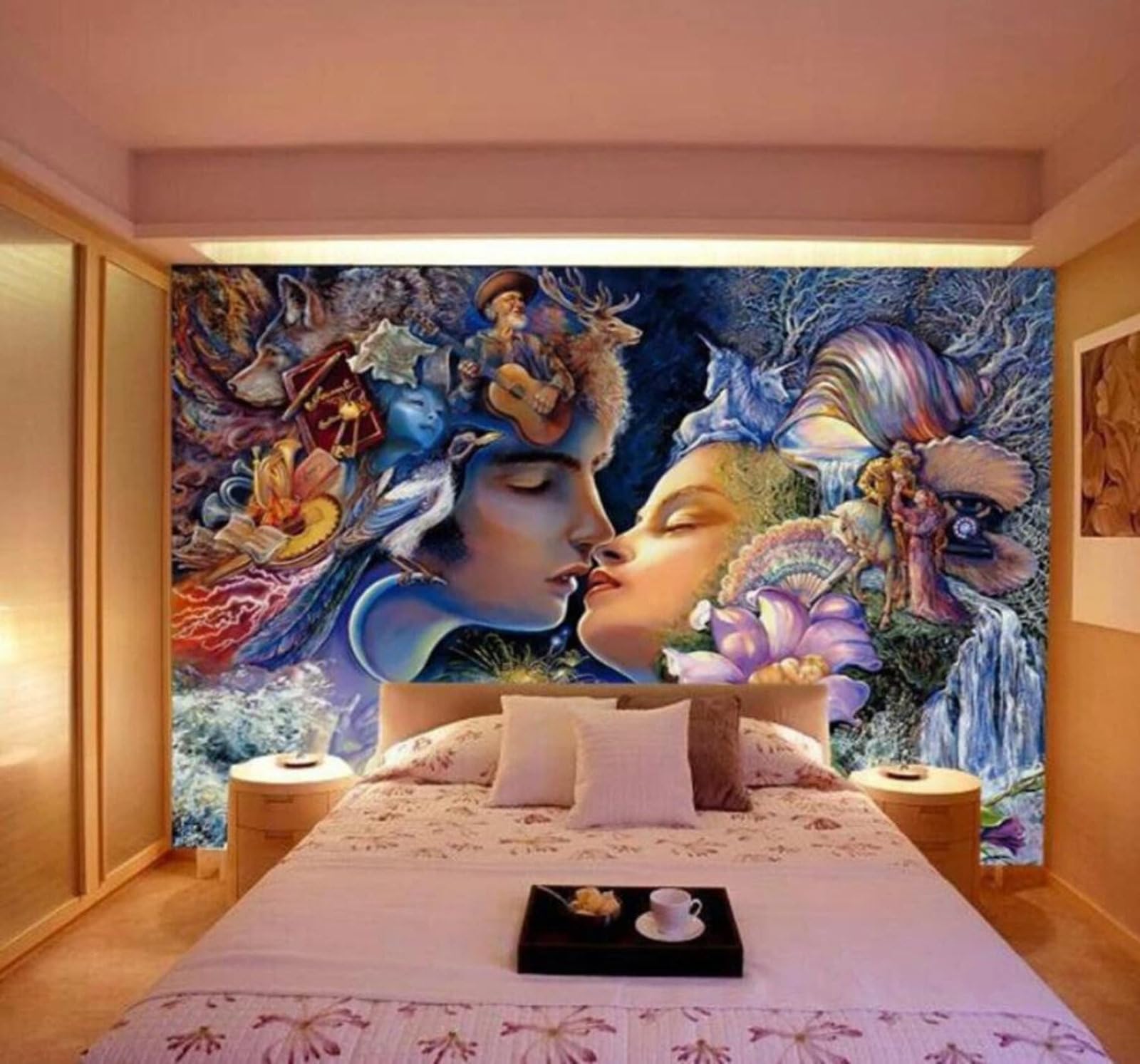 Tzxztt 430Cm×300Cm(B×H) Fresh Ethereal Dreamlike Artistic Fairy Couple Modern 3D Wallpaper Premium Textured Silk Neutral Tones Material Ideal For Living Room Bedroom-430Cm×300Cm