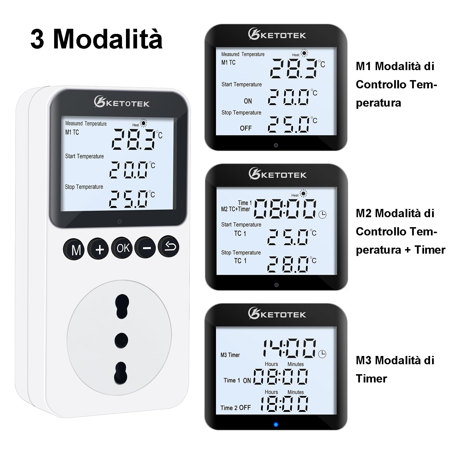 KETOTEK Tag Nacht Thermostat Steckdose Typ L