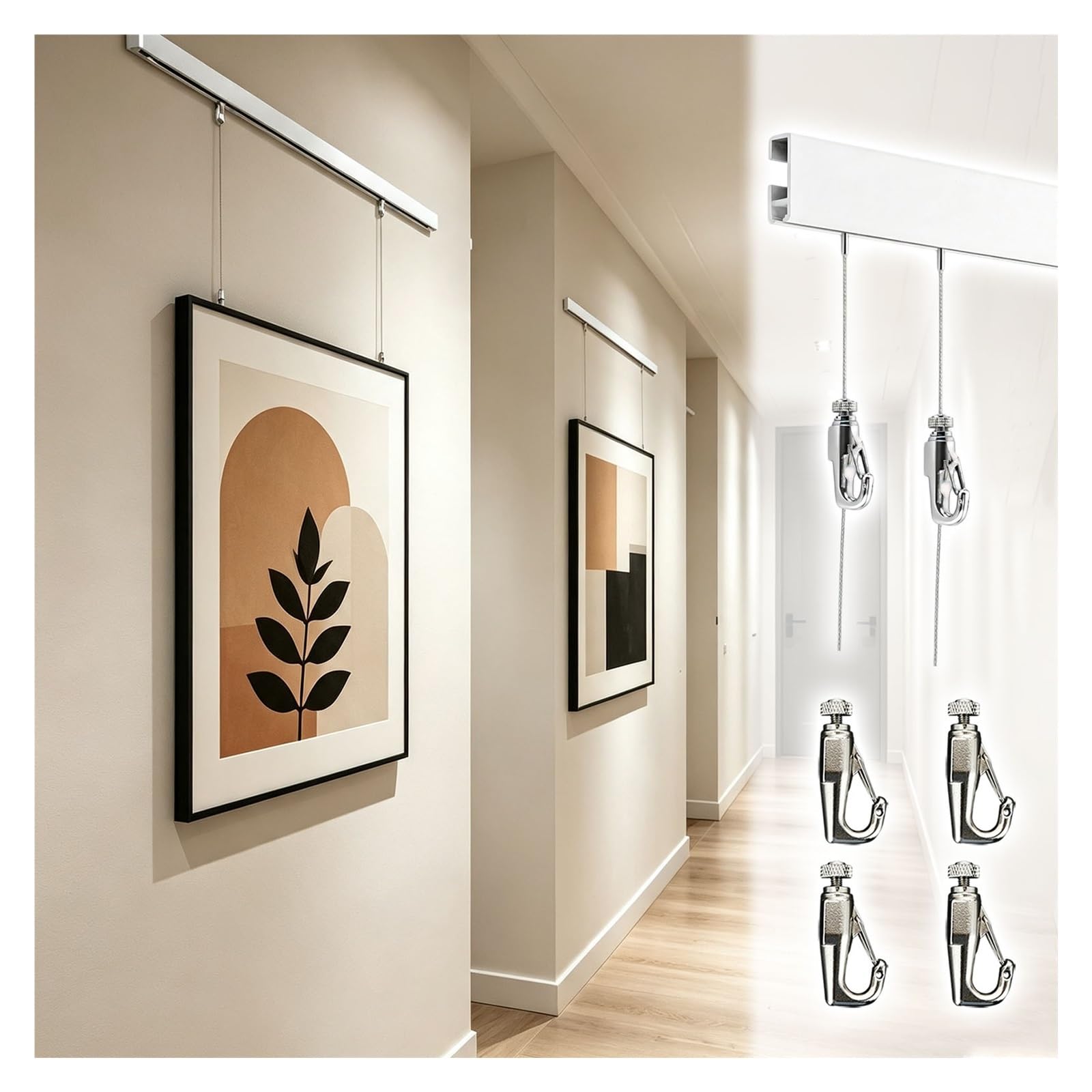 Cuelga Cuadros Para Galerías, Oficinas Y Decoración Del Hogar | Kit De Accesorios Para Colgar Obras De Arte: Cables Y Ganchos Ajustables Para Fotos, Marcos, Cuadros Y Paredes Creativas