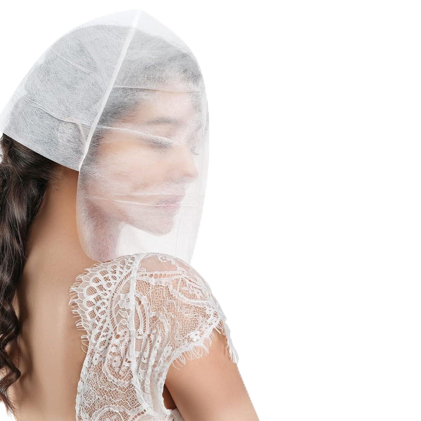 10Pcs Face Veil, Face Cover for Women, White Scarf for Women, Veil for Bridal Makeup Protection and Outdoor Activities, Reusable Face Mask for Daily Commuting and Formal Events-image-10