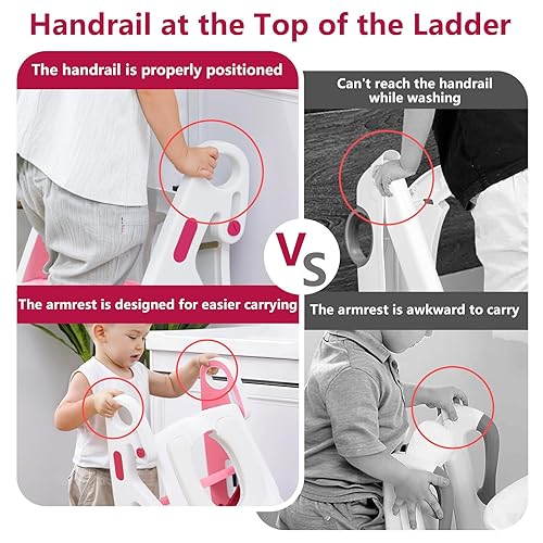 Miniatura 4 de Asiento de entrenamiento para ir al baño asiento de baño 2 en 1 para inodoro y cuarto de bebé, taburete para fregadero con escalera ajustable en