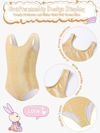 Gymnastics Leotards for Girls UPF 50+ Sleeveless Kids Leotard 3-12Y