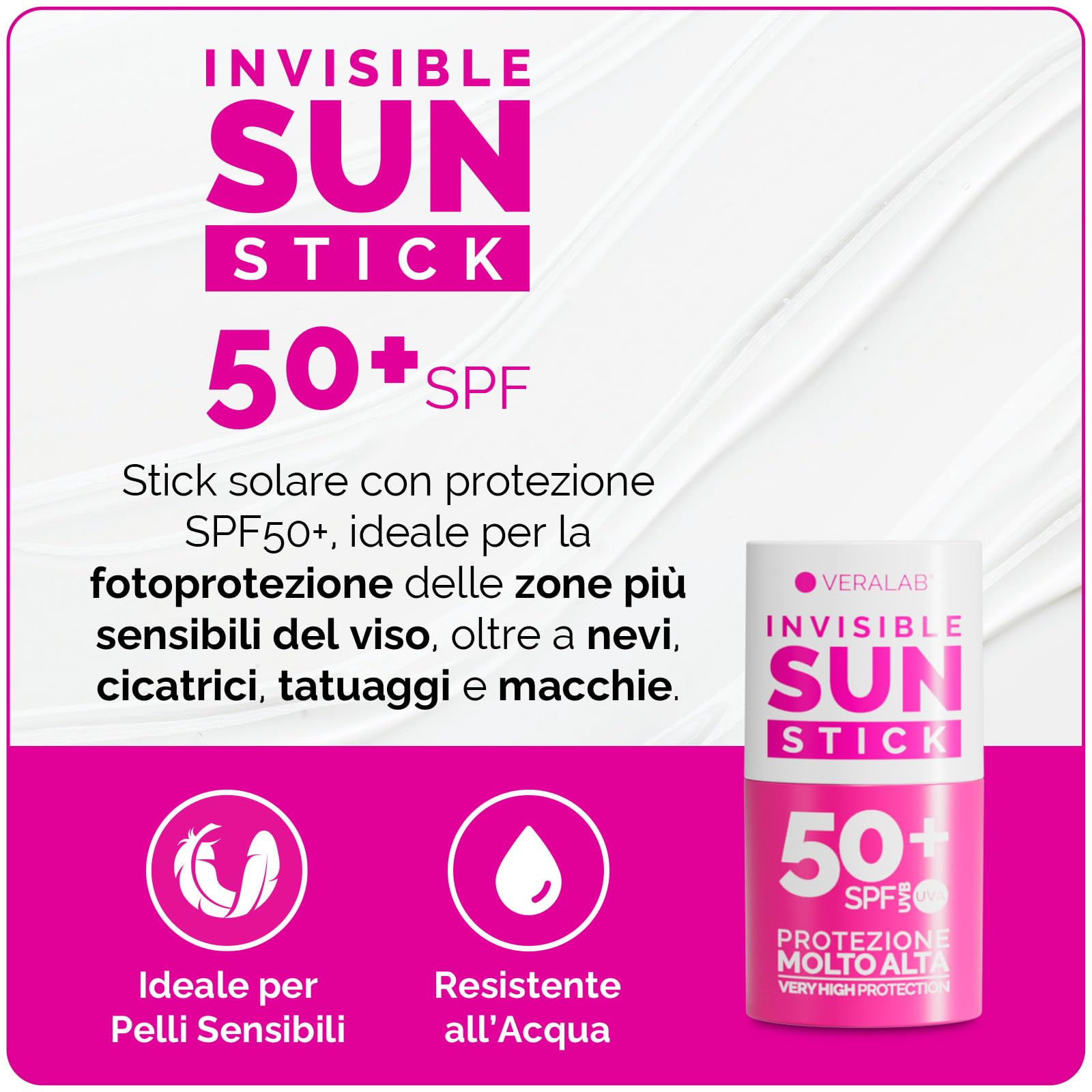 Veralab Kit Solari Protezione Completa, Invisible Sun Stick Solare SPF50 + Parasole SPF50 100ml + Pochette Mare - Kit Esclusiva Amazon