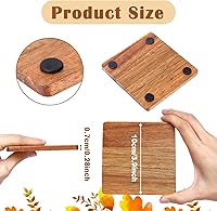 Vista 3 de 10 posavasos de madera sin terminar, posavasos cuadrados de madera de acacia de 4 pulgadas para manualidades con puntos de silicona antideslizantes