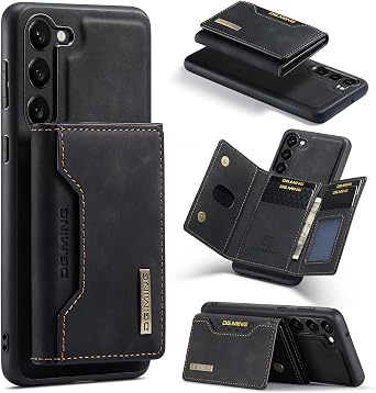 2 in 1 Detachable Leather Phone Cases for Samsung Galaxy S23 5G Case Wallet with Card Holder Men 6.1 Black,S23
