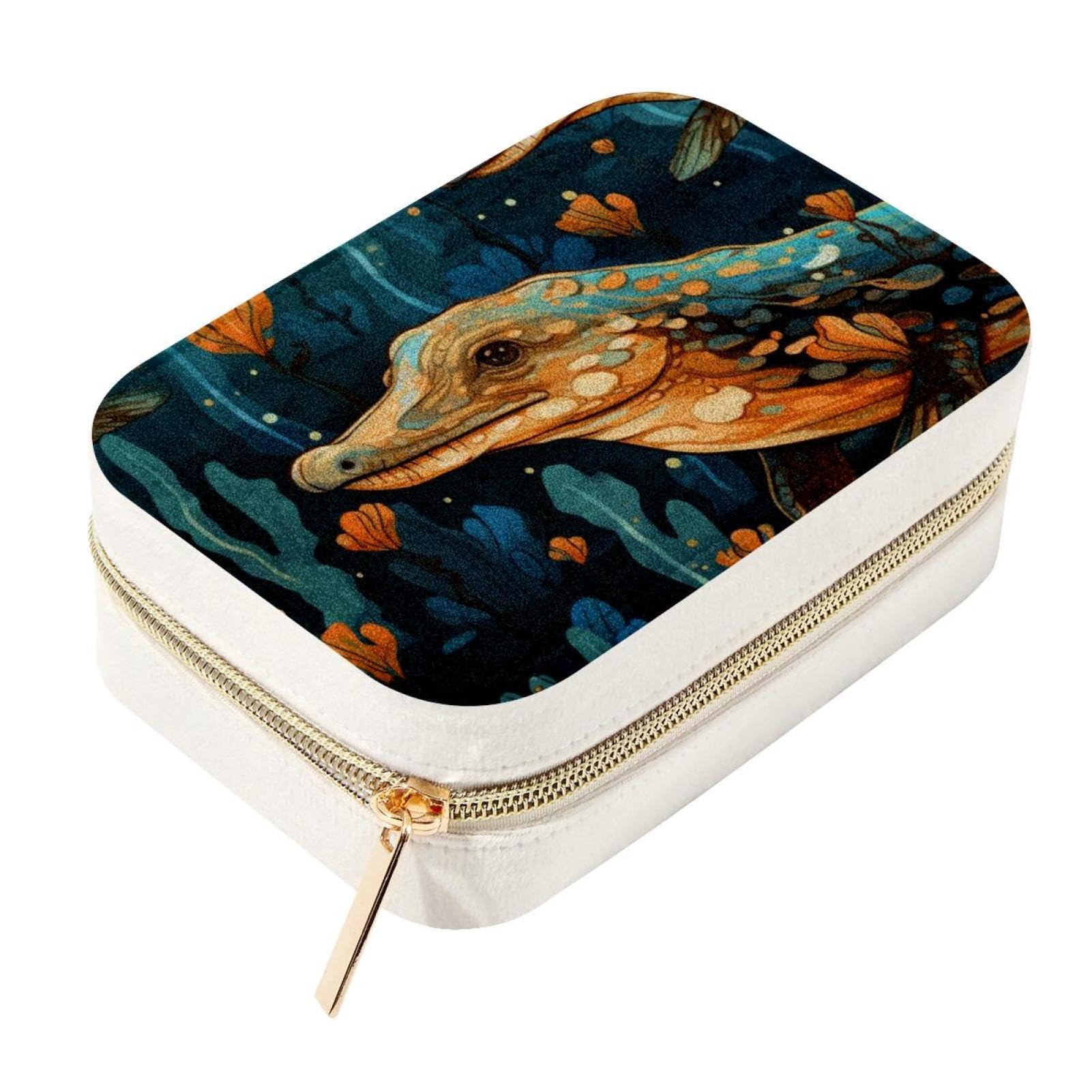 Boîte à bijoux élégante à motif ornithorynque, coffret double couche chic