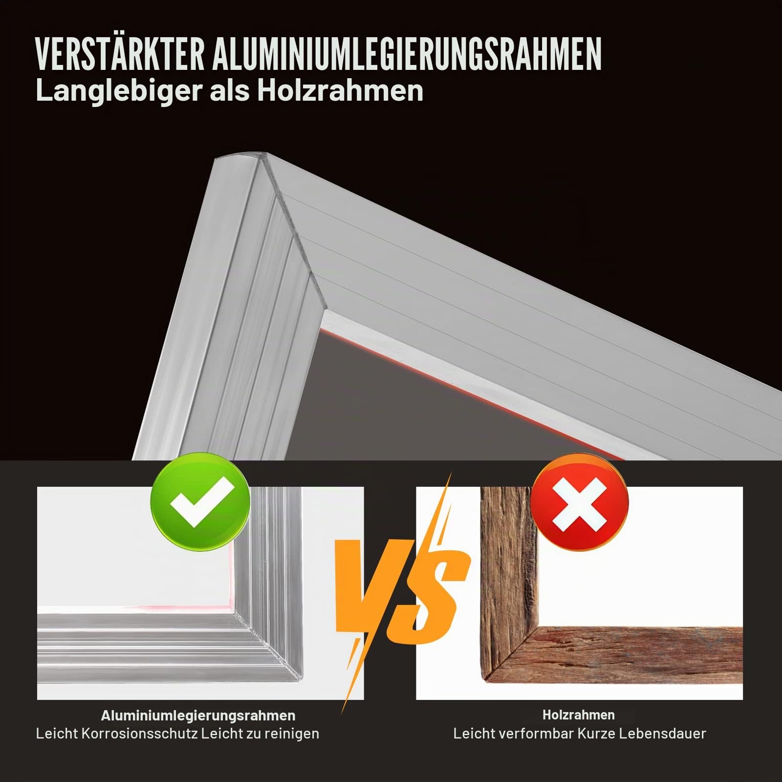 VEVOR Siebdruck-Kit, 2 Stk. Aluminium-Rahmen 20x24 Zoll 160 Mesh, Hochspannungs-Nylon-Mesh