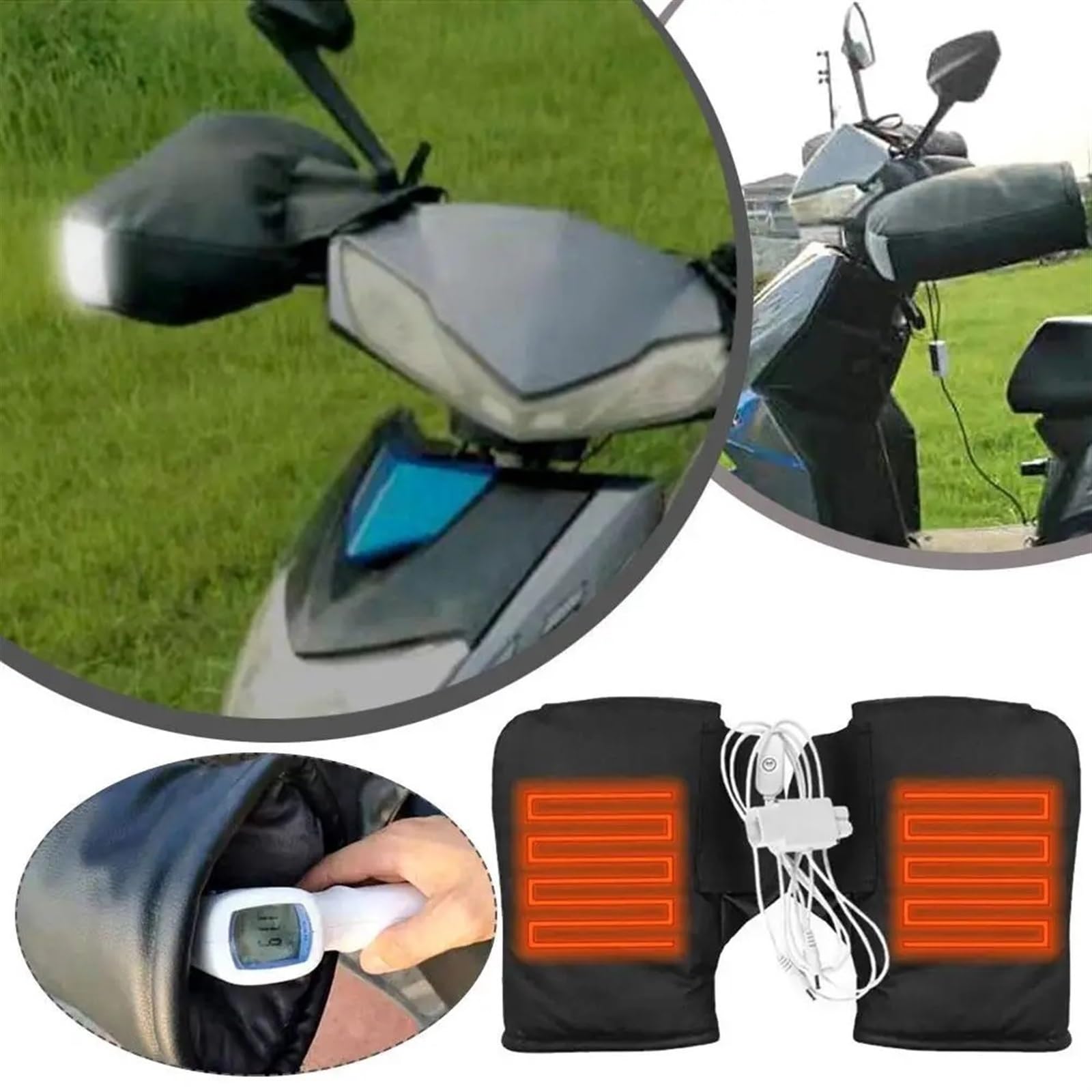 Guanti manubrio scooter Copri manubrio moto Manubrio bici elettrica invernale antivento addensato con striscia riflettente impermeabile calda
