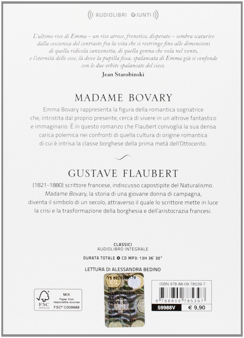 Madame Bovary letto da Alessandra Bedino. Audiolibro. CD Audio formato MP3