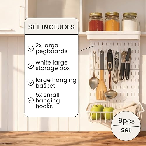 Miniatura 5 de Organizador modular de tablero de clavijas de cocina montado en la pared - Juego de inicio