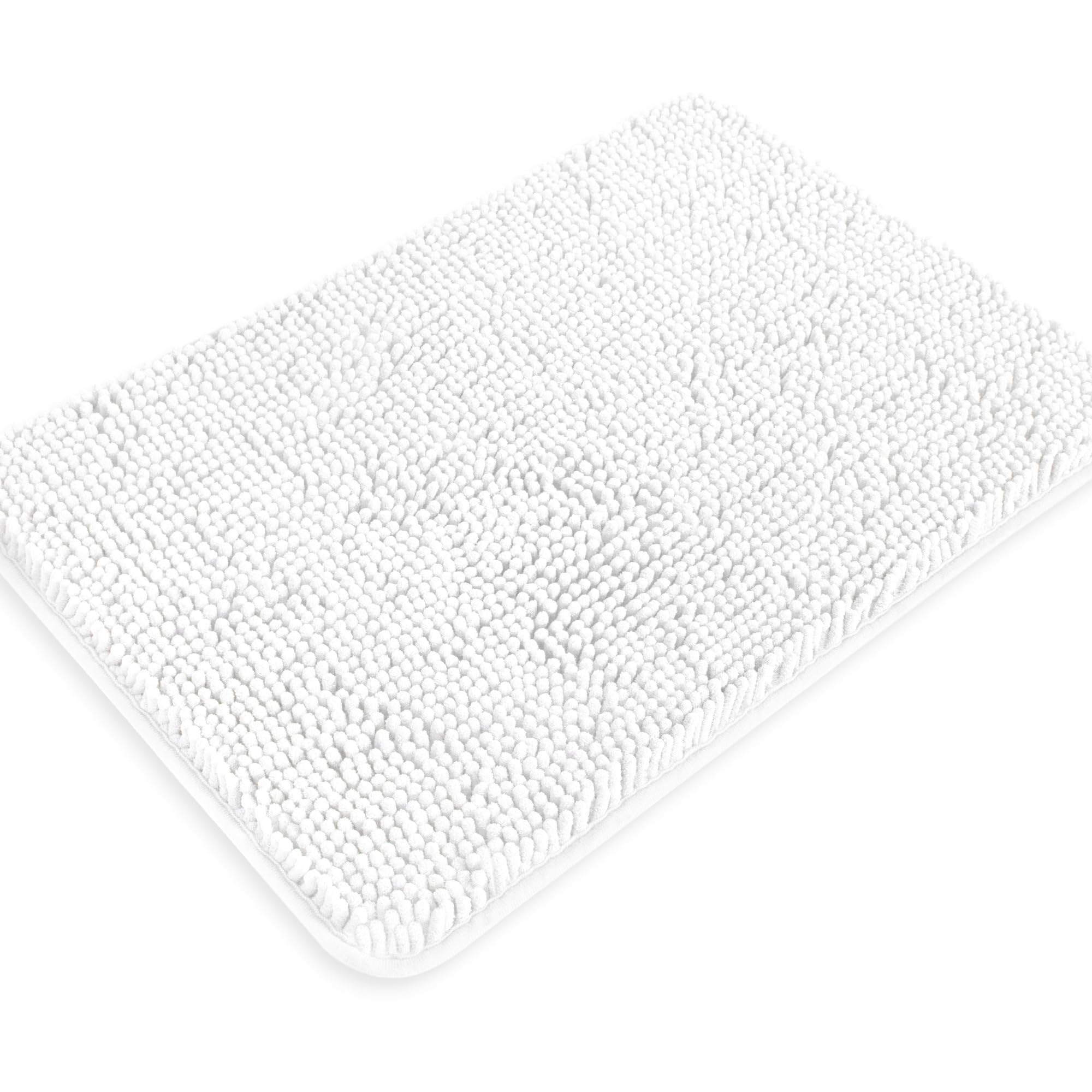 Yeaban White Bathroom Rug 26"x44",Thick Chenille Bath Mats,Absorbent and Washable Bath Rug Non-Slip, Extra Soft Rugs for Bathroom Floor,Tub,Shower and Sink — image 1