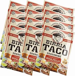 Carroll Shelby's Original Texas Brand Authentic Birria Taco Seasoning – Savory and Spicy Flavors for Tacos and Meats (Pack of 12)