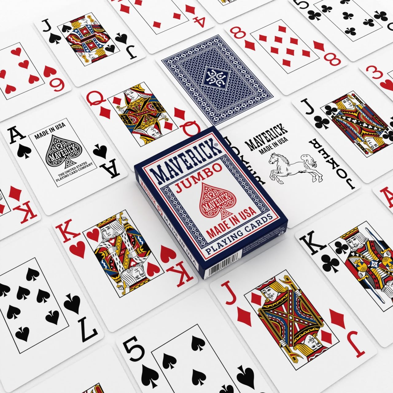Maverick Lot de 12 cartes à jouer Made in USA Jumbo Index Rouge Bleu