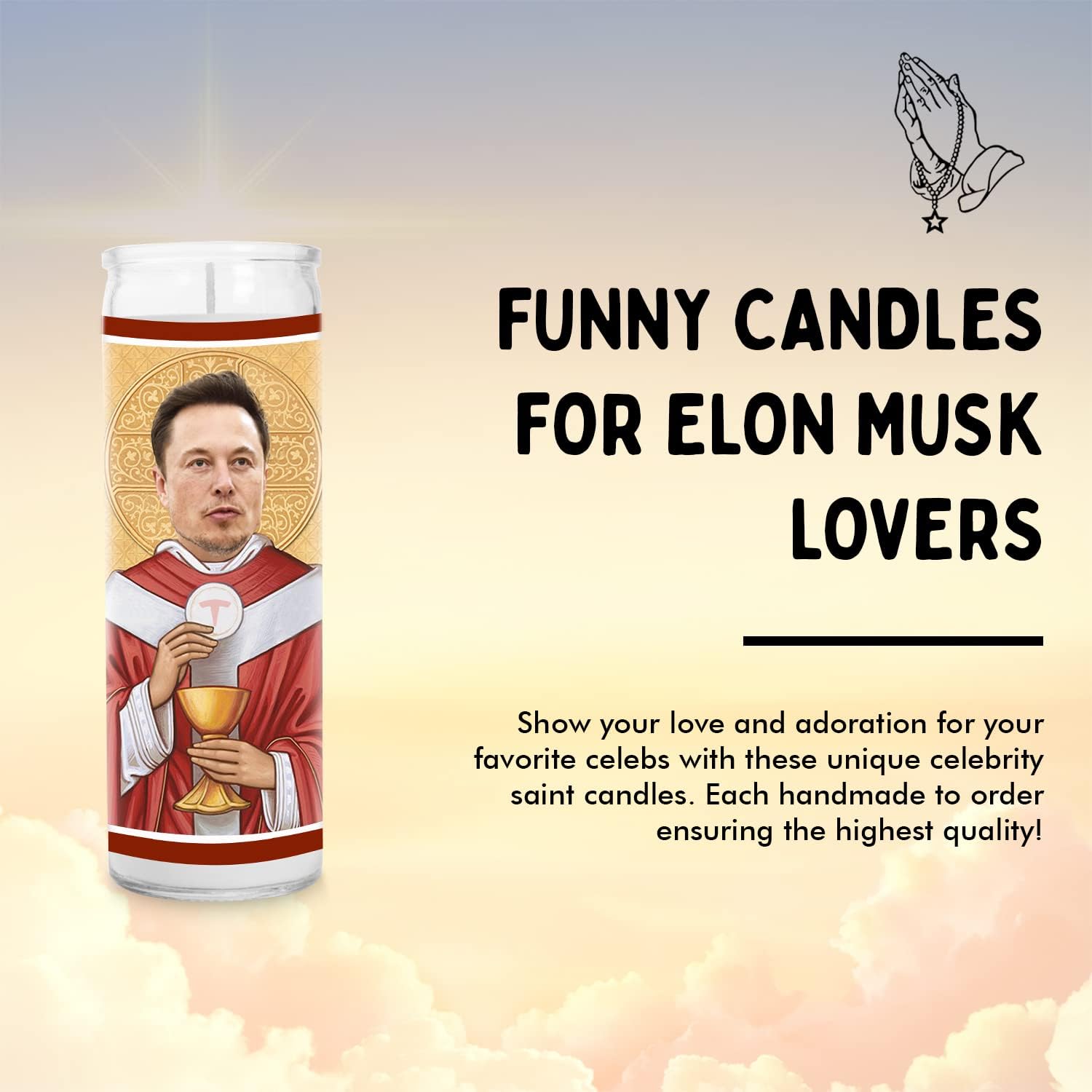 Elon Celebrity Glass Jar Candle – Unscented Handmade Soy Wax Votive Candle – Unique Gift for Technologist Fans – Home Decor Collectible for Living Room & Office – 8 Inch
