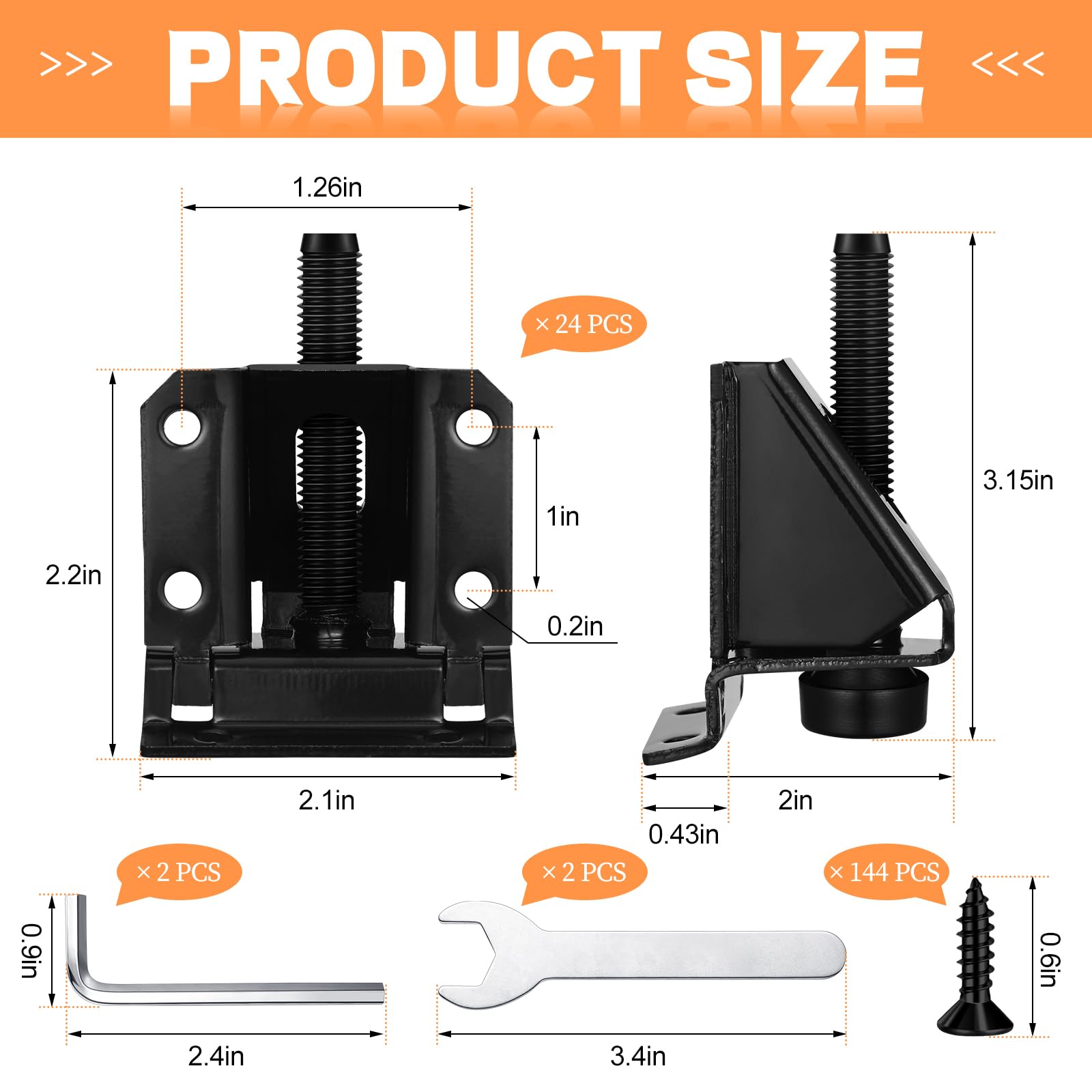 Adjustable Furniture Leveling Feet - 2.1 Inch Metal Workbench Levelers Pack Of 8 With Galvanized Steel